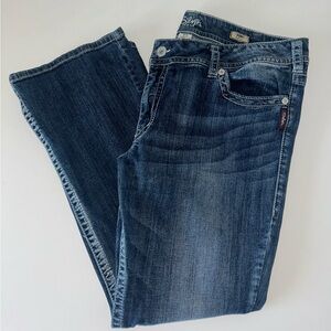 Silver Jeans womens Suki Boot Cut mid rise dark wash bold stitch jeans size 22